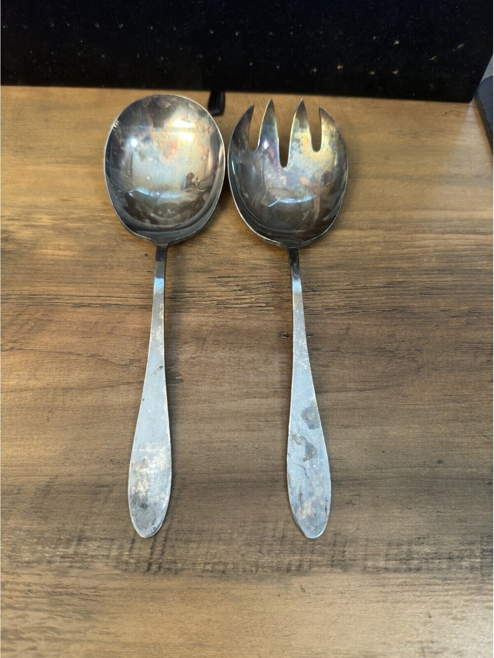 Vintage Reed & Barton Salad Server Silverplate Large Utensils Big Spoon & Fork